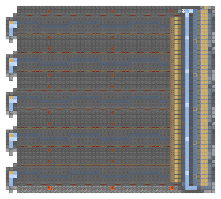 Plan of the Dried Kelp Block Base seen from above, 56 by 50 blocks