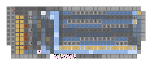 Plan of the Lever Crafter Base seen from above, 32 by 12 blocks