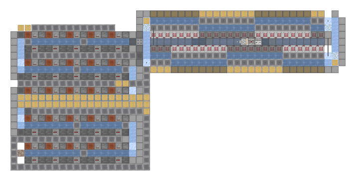Plan of the Slab Crafter seen from above, 48 by 23 blocks