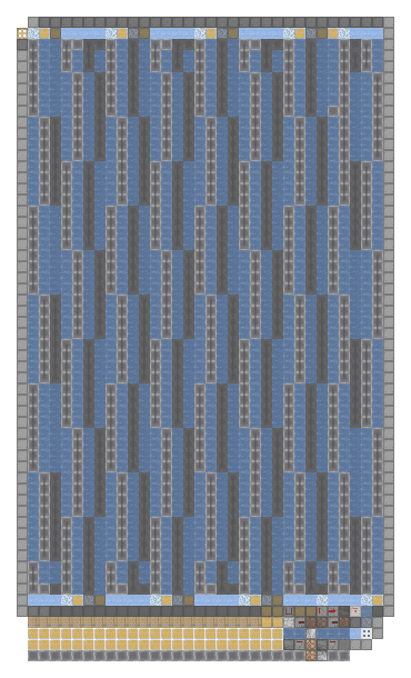 Plan of the Stone Slab Farm seen from above, 34 by 58 blocks